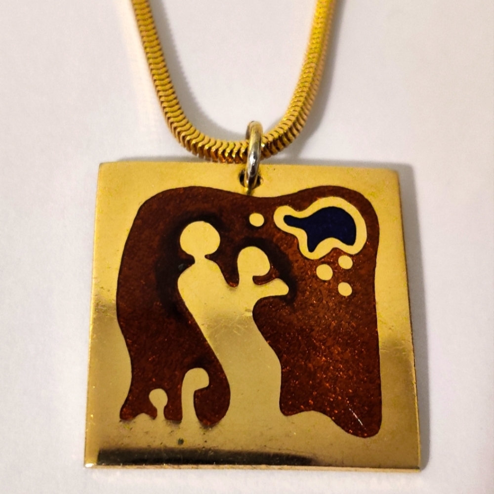 Vintage de Passille Sylvestre Necklace Enamel QC Art Abstract